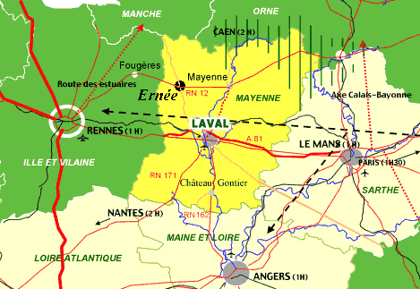 Le Pays d'Ernée est proche de Laval et Rennes